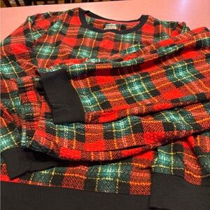Cuddl Duds Red and Green Plaid Pajama Top and Bottoms